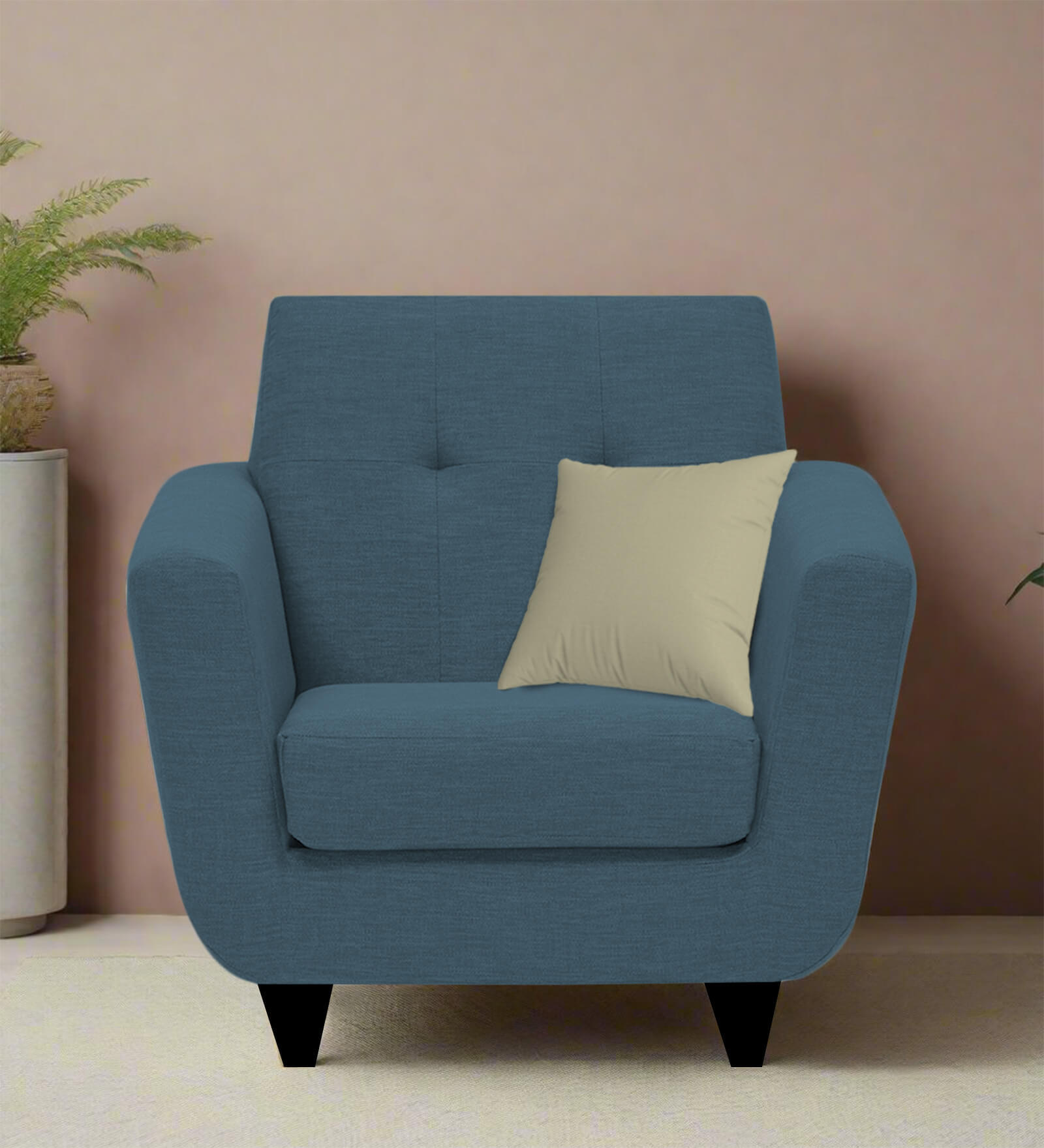 Scout Fabric 1 Seater Sofa In Light Blue Colour