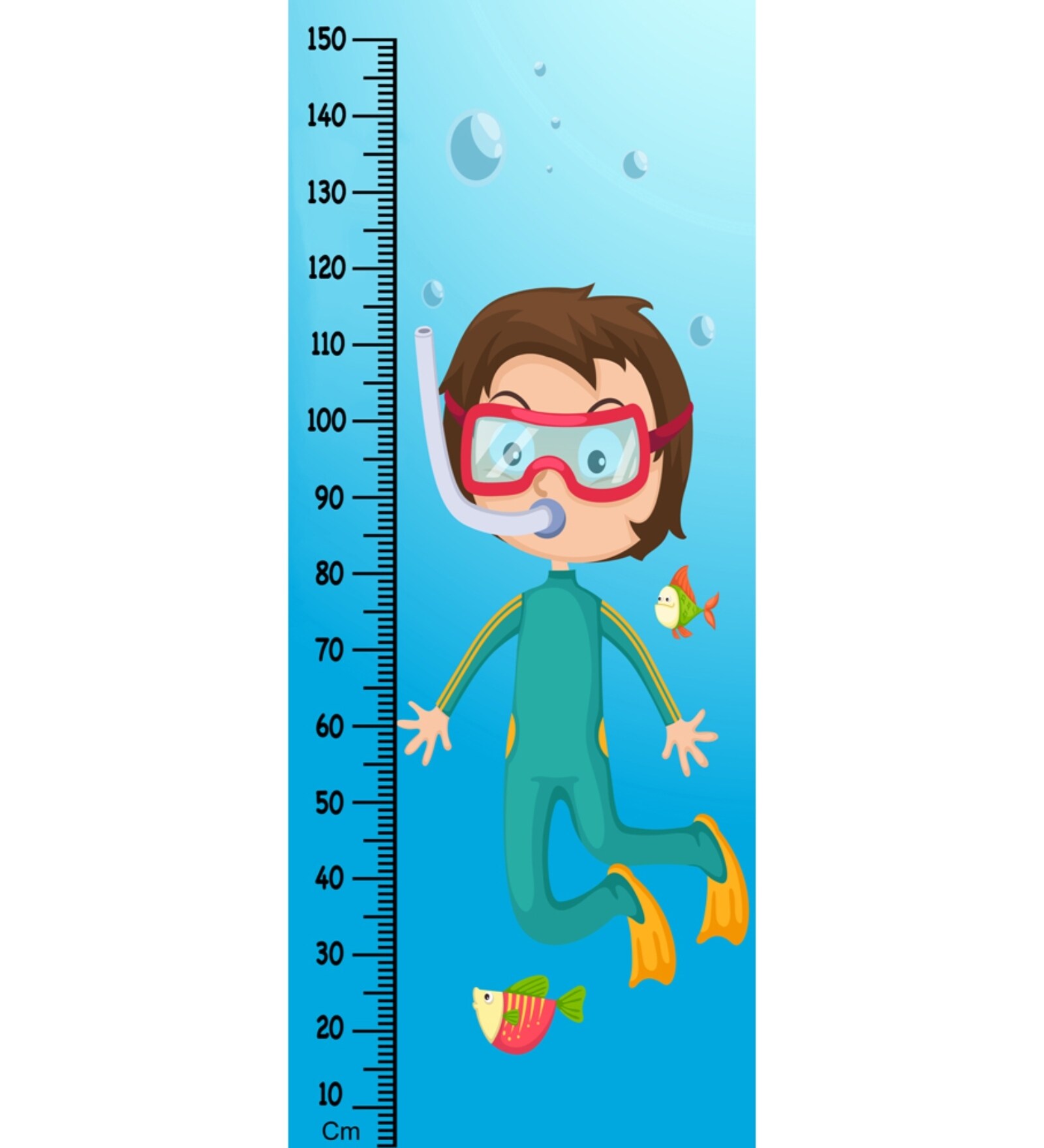 Scuba Diving in Multicolour Height Chart