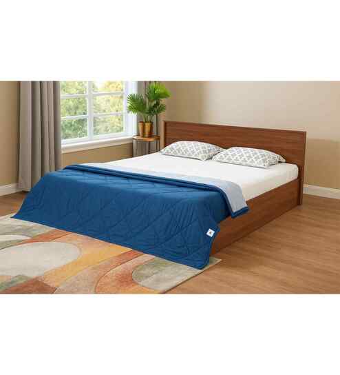 Scarlet Diamond Pattern Quited Solid Comforter-Navy Blue & Silver