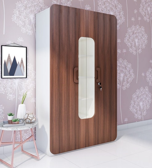 Buy Scion Two Door Wardrobe In White Lily Walnut Finish By