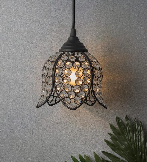 Scott Black Crystal Hanging Light