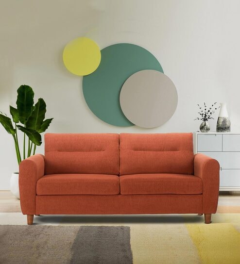 Scott Fabric 3 Seater Sofa In Rusty Cider Orange Colour