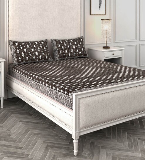 Buy Cotton 144tc King Size Bedsheet With 2 Pillow Covers By