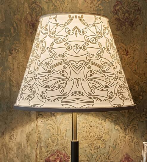 Beige Scroll Polymer Lamp Shade