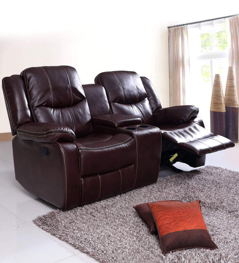 Buy Scotland Leatherette Manual 2 Seater Recliner in Brown Colour Online Manual 2 Seater