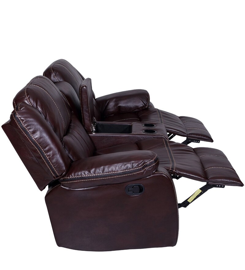 Buy Scotland Leatherette Manual 2 Seater Recliner in Brown Colour Online Manual 2 Seater