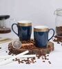 Scarlet 230 ml Navy Blue Porcelain Coffee Mug (Set of 2)