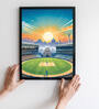 Scenic Cricket Stadium with The Sunset Framed Wall Hanging Poster for Home Decor