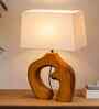 Sculpted Wood Table Lamp with Fabric Shade
