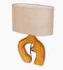 Sculpted Wood Table Lamp with Fabric Shade