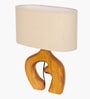 Sculpted Wood Table Lamp with Fabric Shade