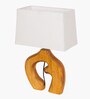 Sculpted Wood Table Lamp with Fabric Shade