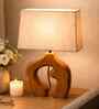 Sculpted Wood Table Lamp with Fabric Shade