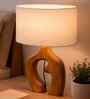 Sculpted Wood Table Lamp with Fabric Shade
