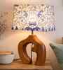 Sculpted Wood Table Lamp with Fabric Shade