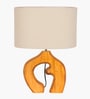 Sculpted Wood Table Lamp with Fabric Shade