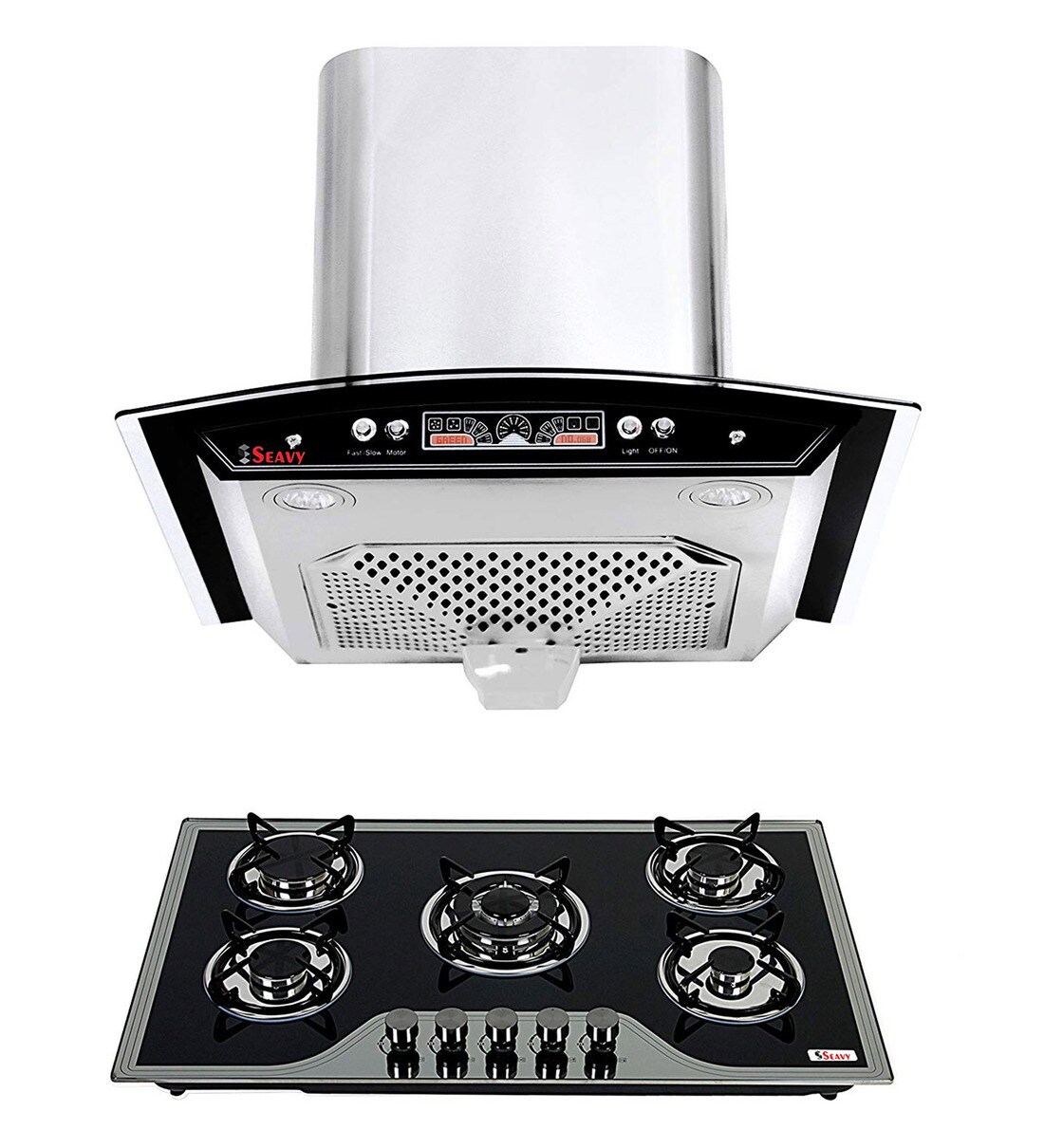 Buy Seavy 60 CM Chimney with 5 Burner Italian Built in Hob ( Model