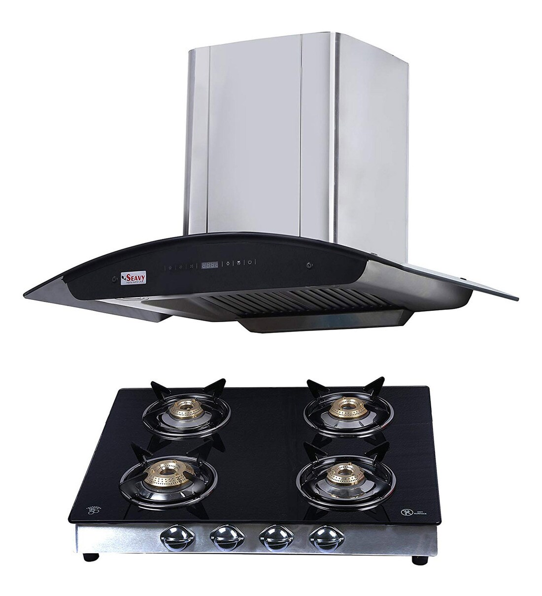 Buy Seavy 90 CM Auto Clean Chimney & 4 Burner Kitchen Gas Stove (Model