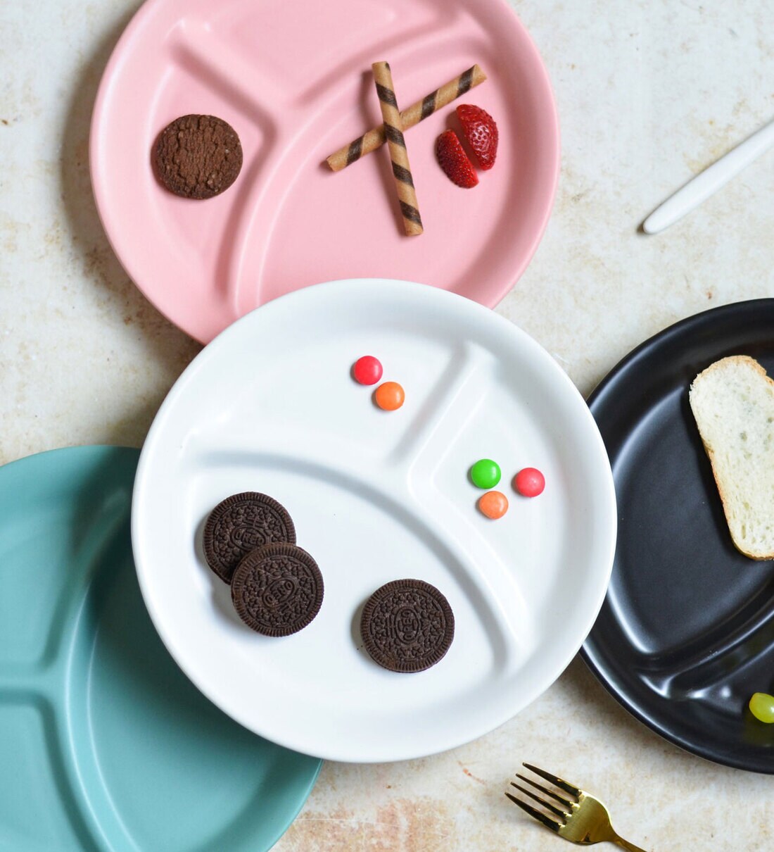 Buy Section Plate White Ceramic Appetizer Platter by Nestasia Online