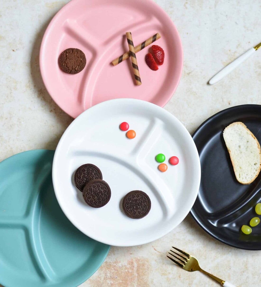 Buy Sectioned Mint 8.7 Inch Ceramic Dinner Plate by Nestasia at 58 OFF