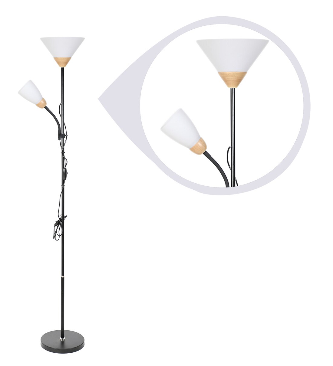 Buy Segin White Plastic Shade Floor Lamp with Black Base CasaCraft By
