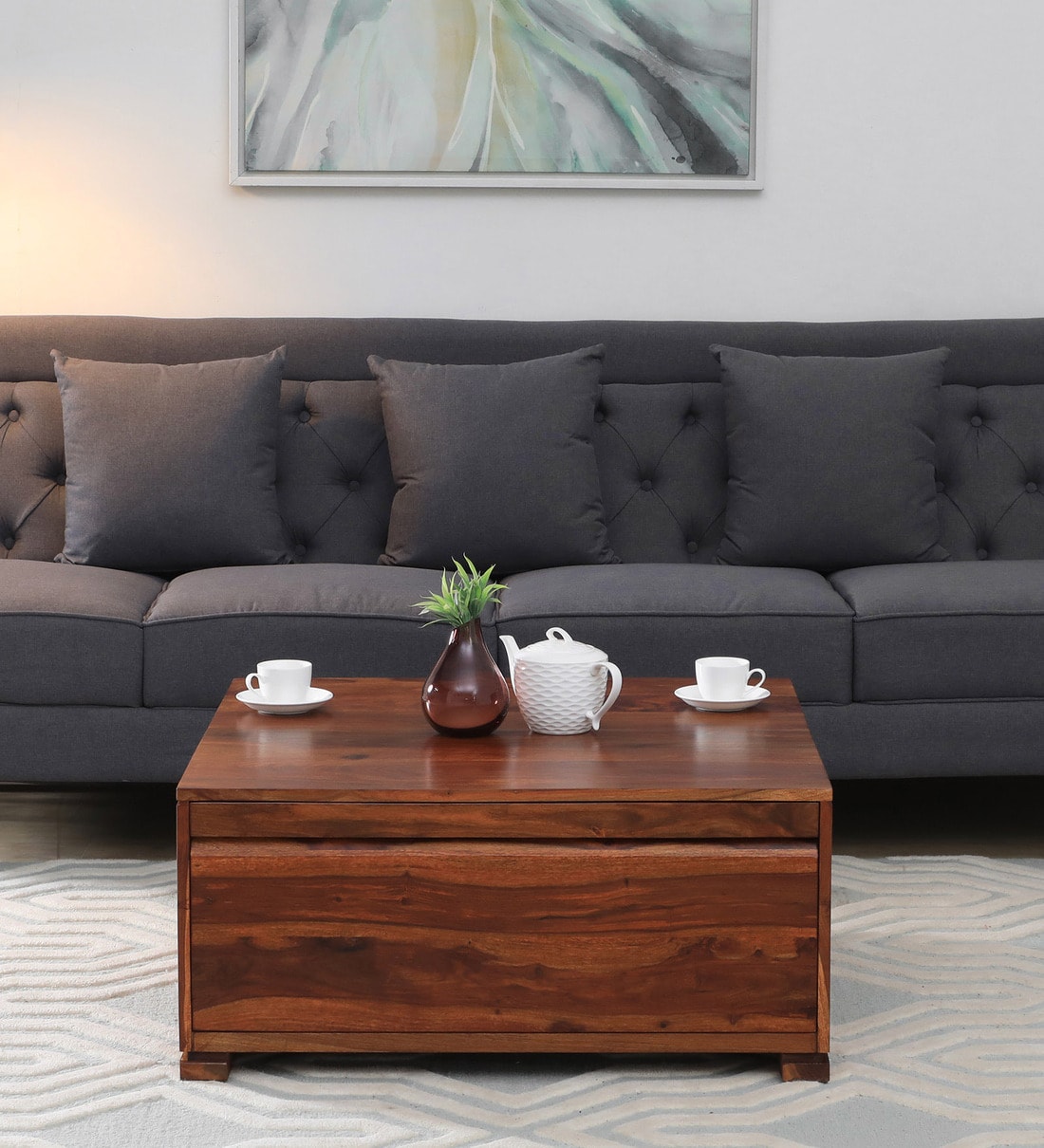 Honey oak store sofa table