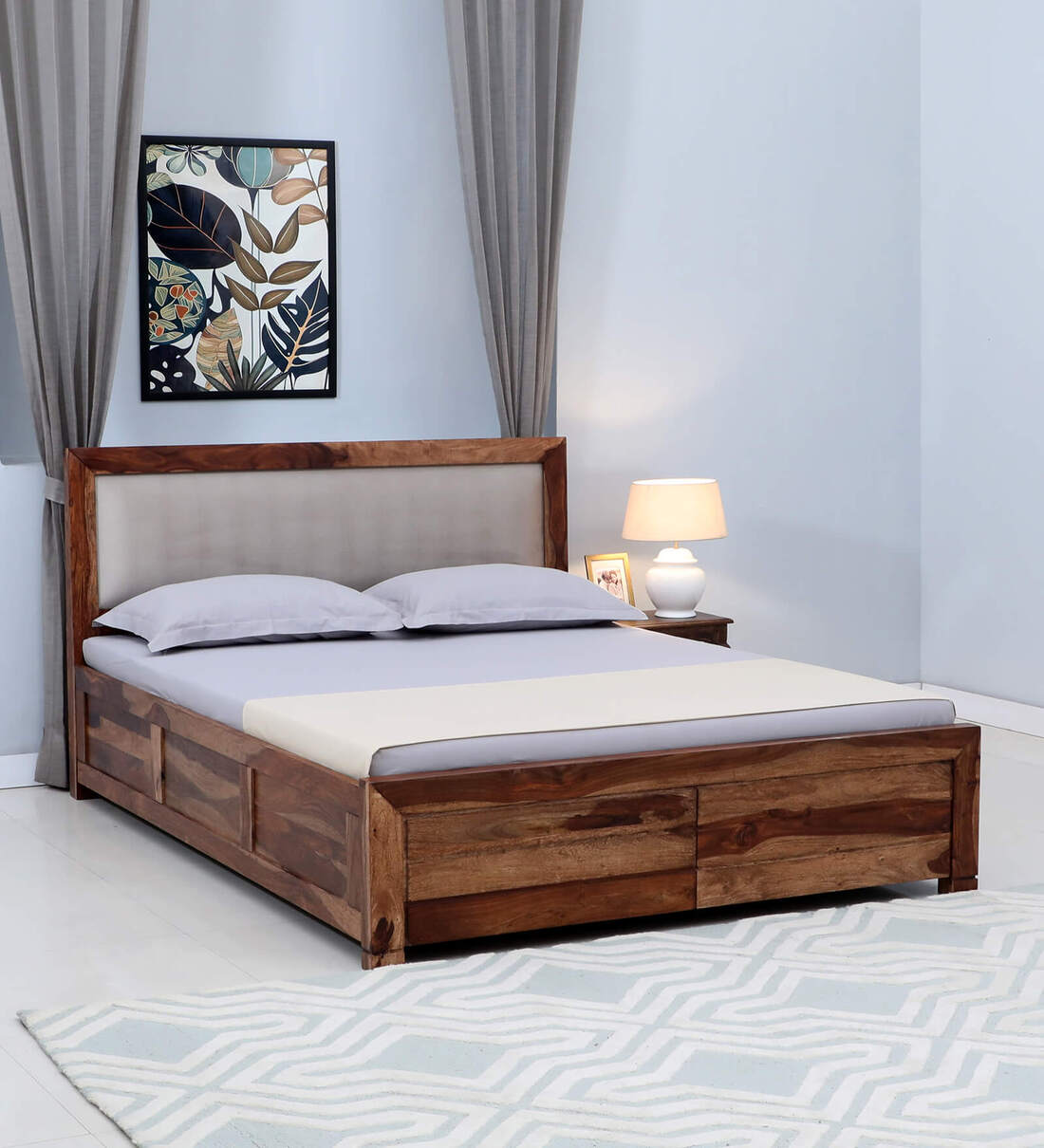Buy Segur Sheesham Wood King Size Bed In Rustic Teak Finish With Box