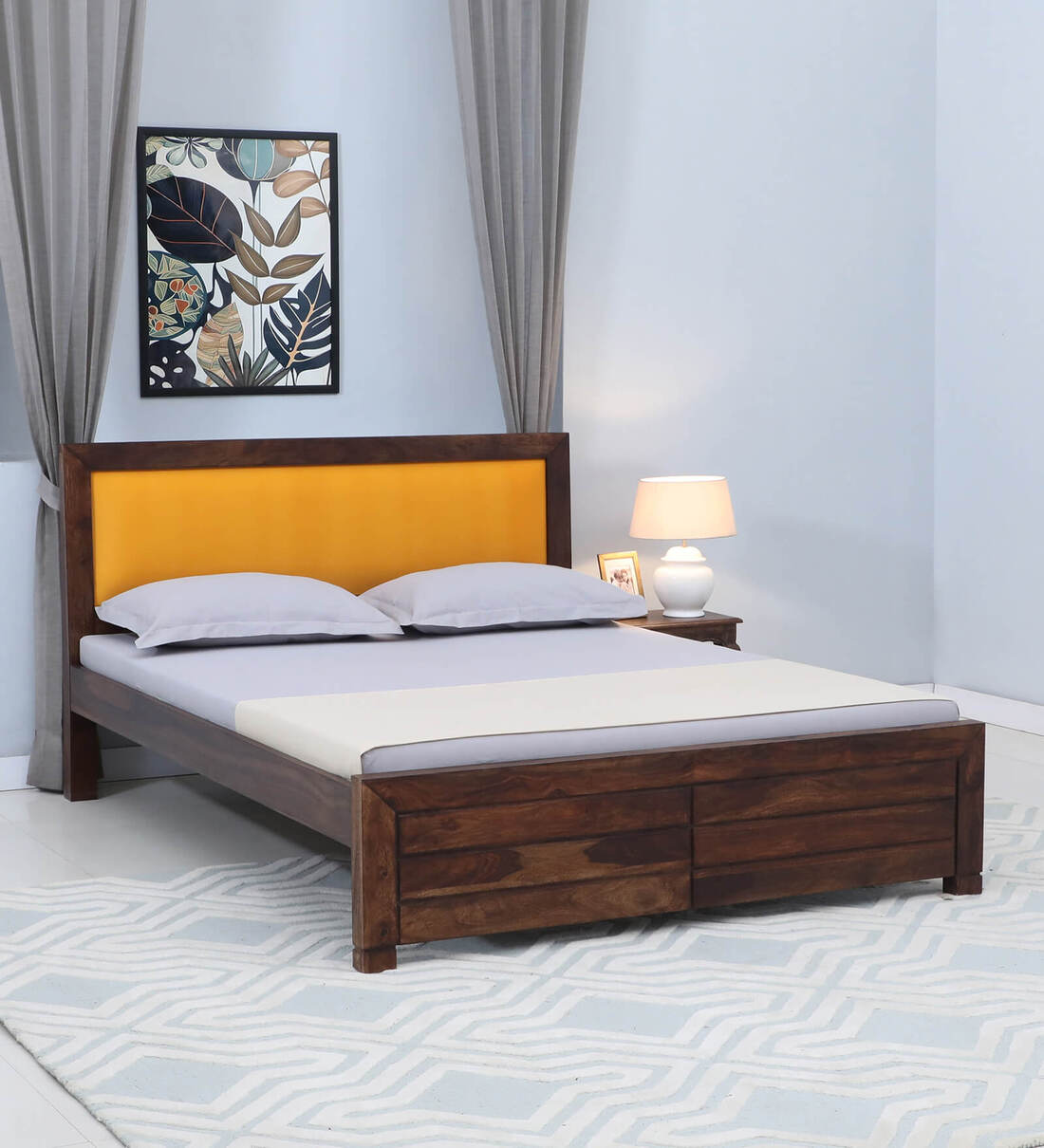 Buy Segur Sheesham Wood Queen Size Bed In Provincial Teak Finish At