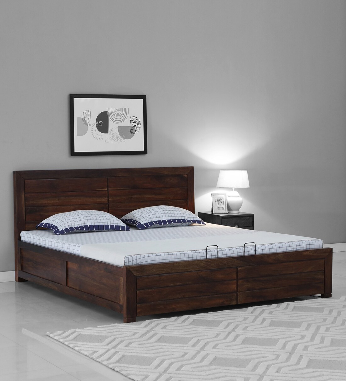 Buy Segur Sheesham Wood Queen Size Bed In Provincial Teak Finish With