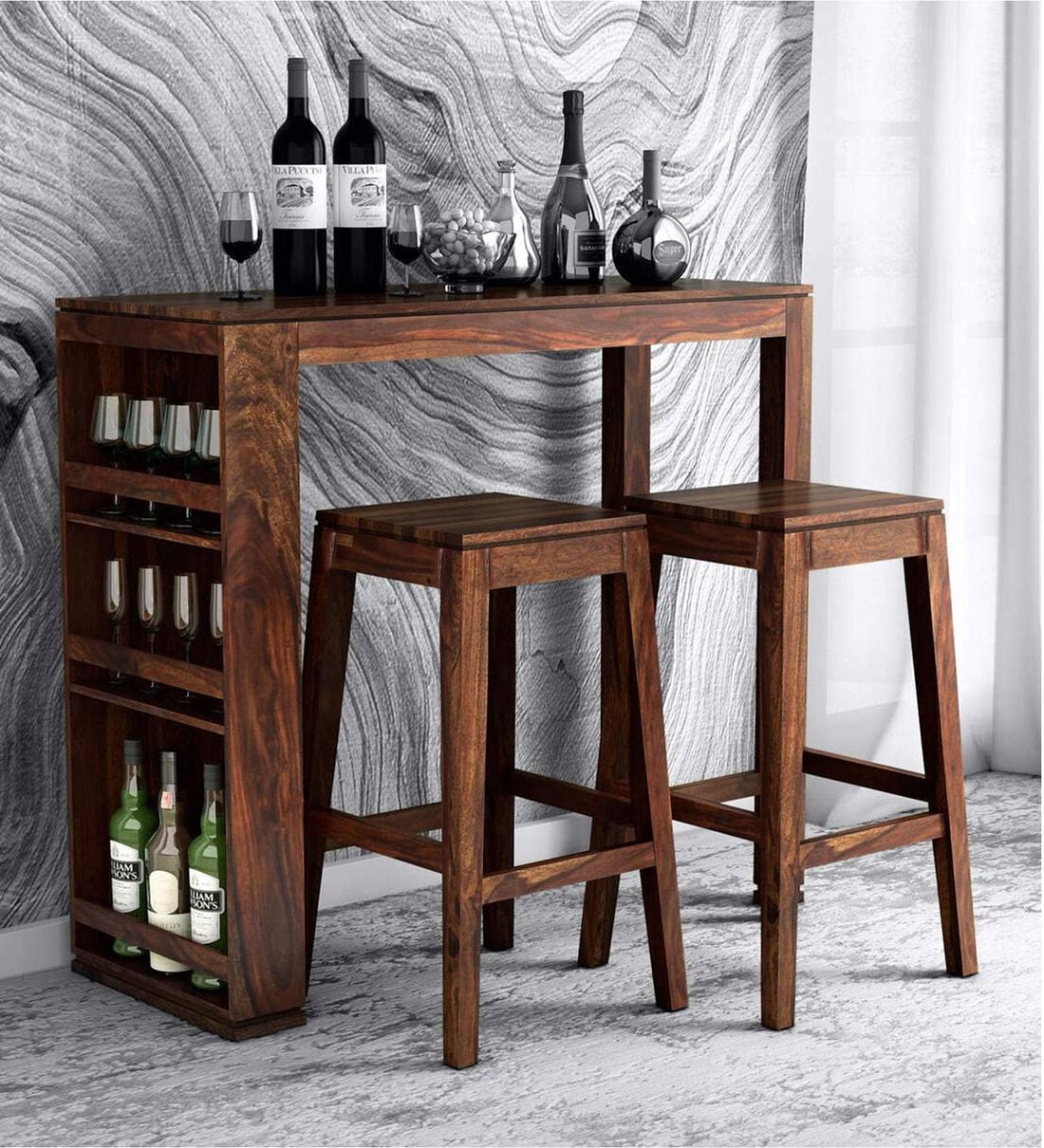 solid wood bar table set