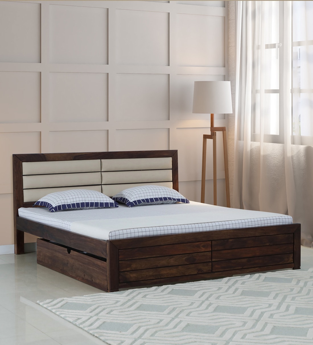 Buy Segur Sheesham Wood King Size Bed In Provincial Teak Finish With