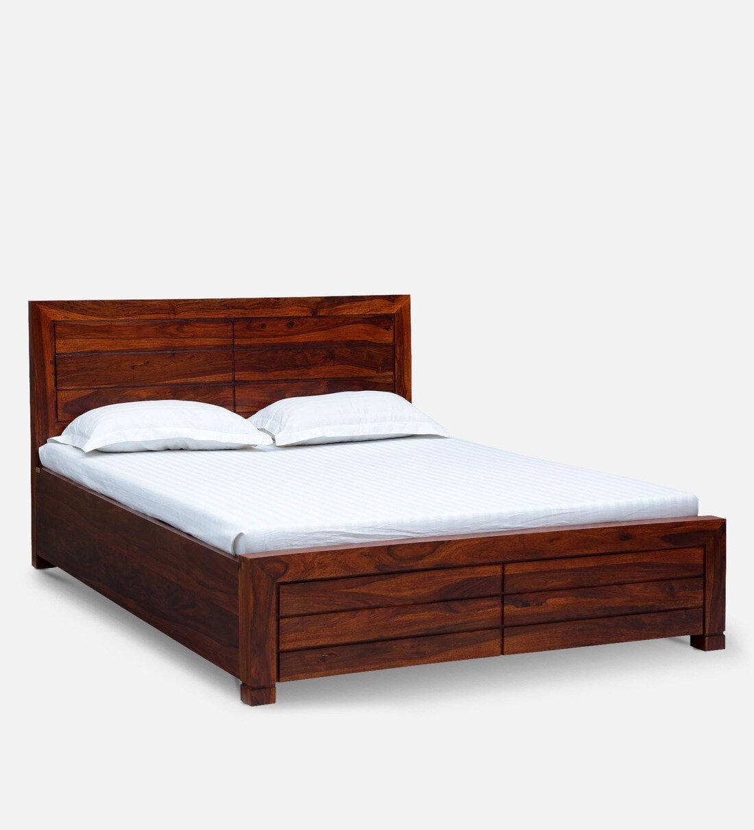 Buy Segur Solid Wood King Size Bed With Box Storage In Honey Oak Finish