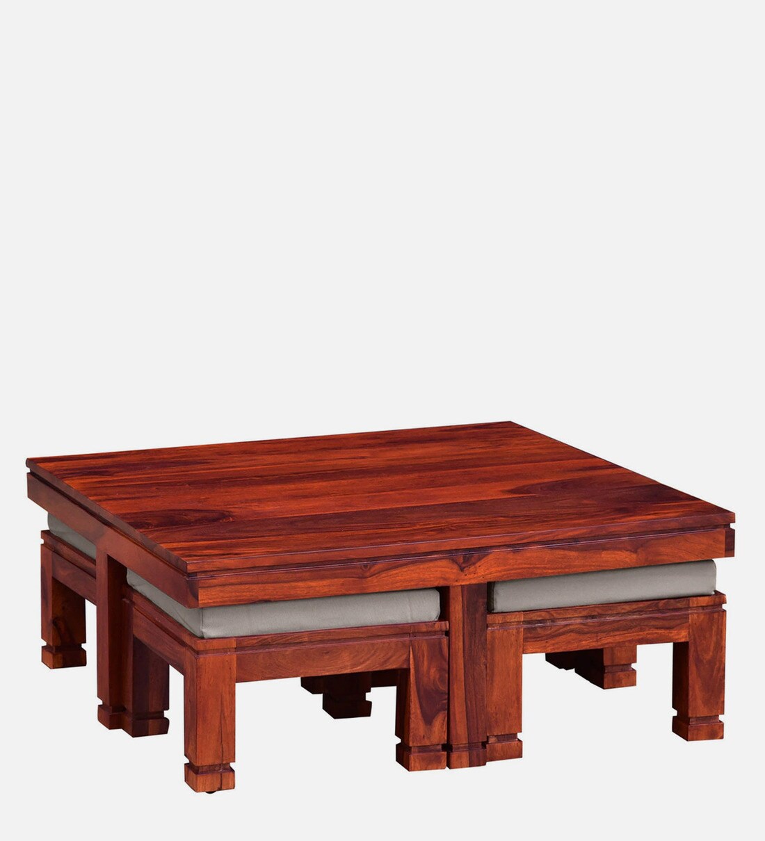 Buy Segur Sheesham Wood Nesting Coffee Table Set in Honey Oak Finish