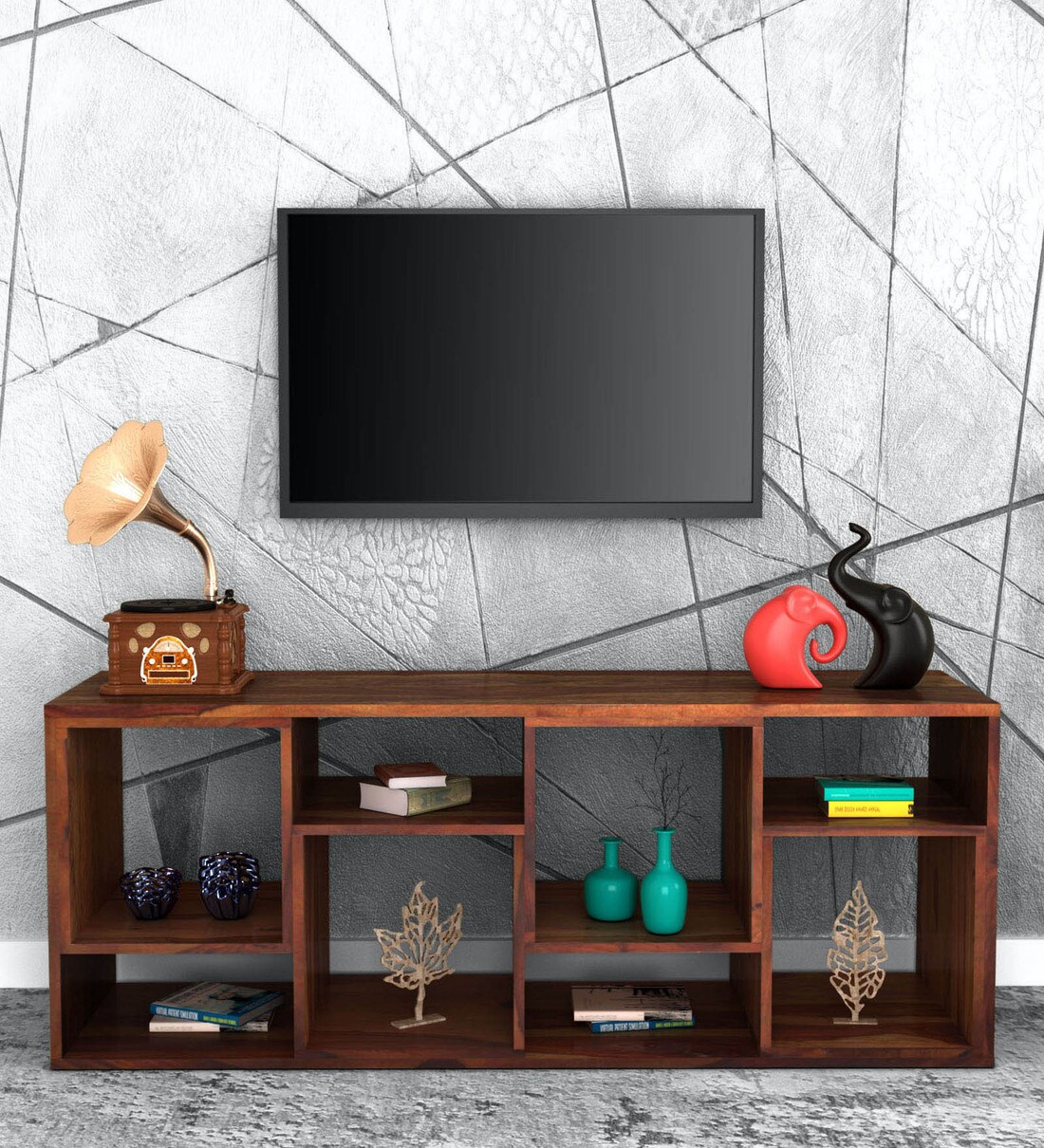Buy Segur Solid Wood TV Shelf for TVs up to 55\ In Provincial Teak