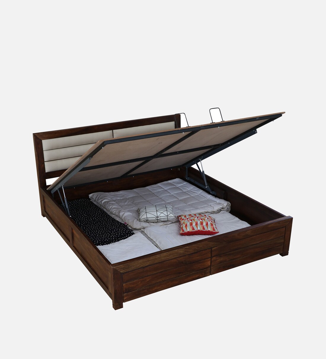 Buy Segur Sheesham Wood Queen Size Bed In Provincial Teak Finish With