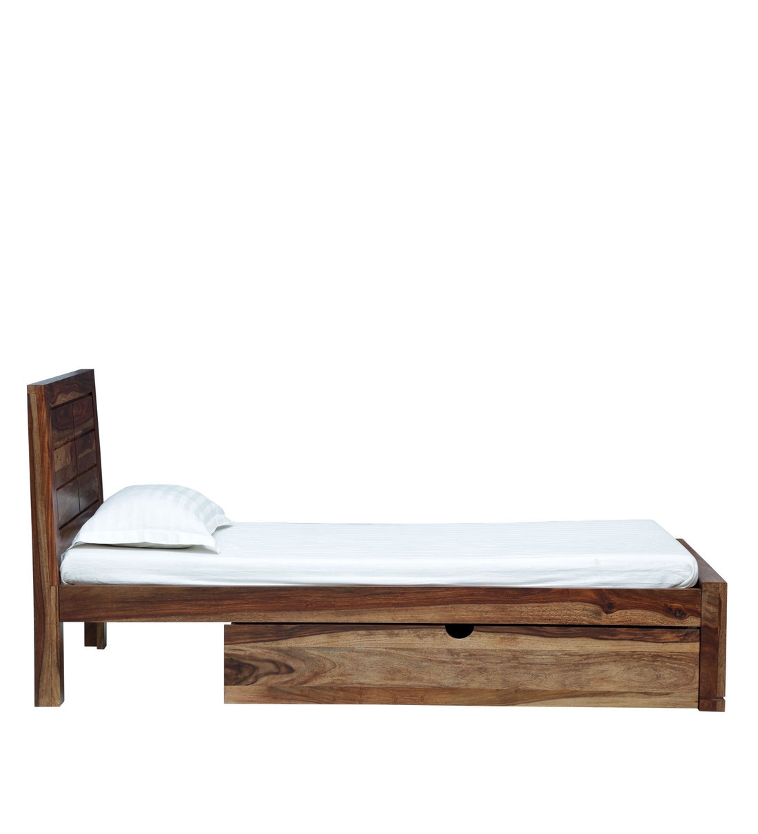 Buy Segur Solid Wood Single Bed With Drawer Storage In Rustic Teak Finish By Woodsworth Online