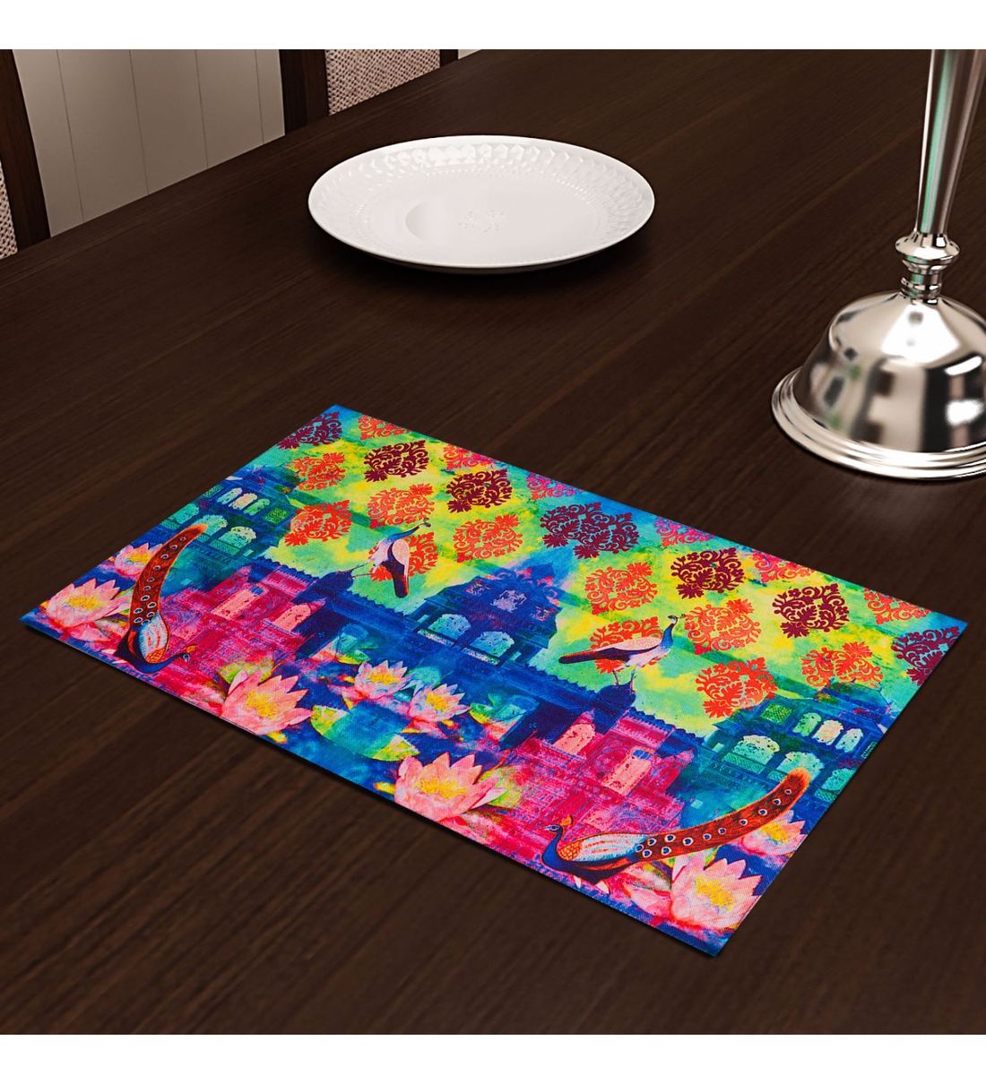 Buy Pink Cotton Abstract Placemats Set of 4 by SEJ By Nisha Gupta at 74