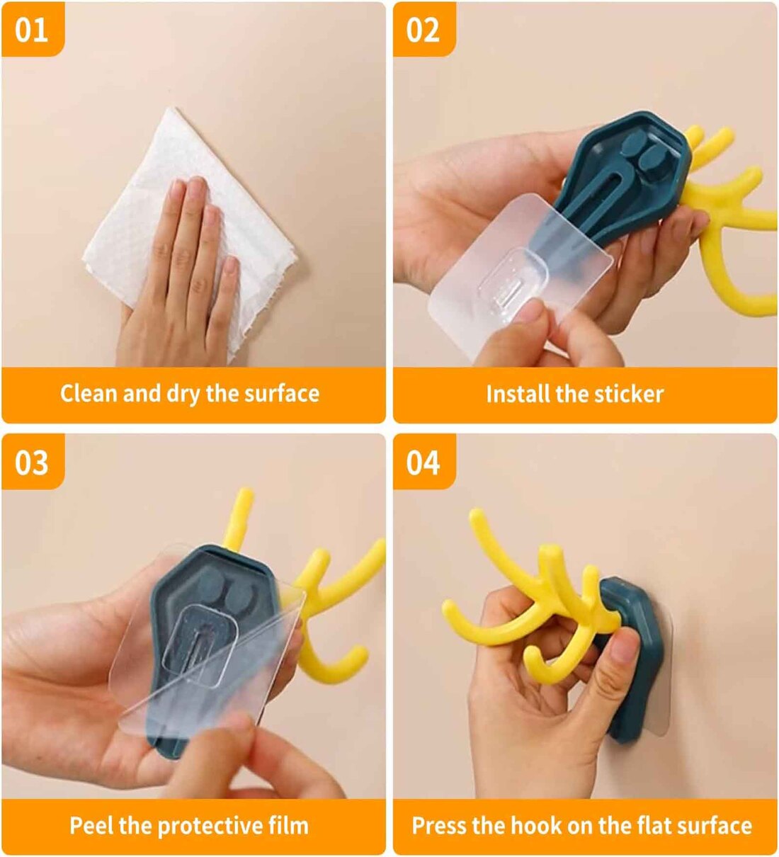 Self-Adhesive Plastic Multipurpose Hook