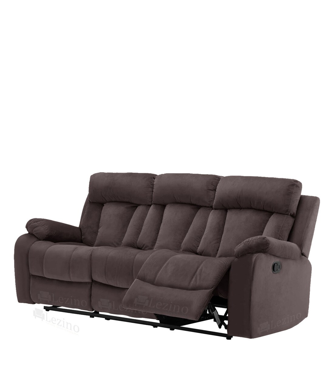 Buy Selino 3 Seater Manual Recliner In Brown Colour by Lezino Online