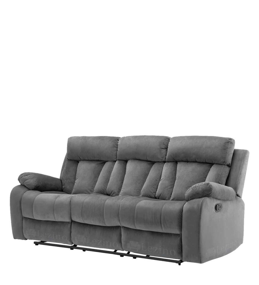 Buy Selino Fabric Manual 3 Seater Recliner in Grey Colour by Lezino Online Manual 3 Seater