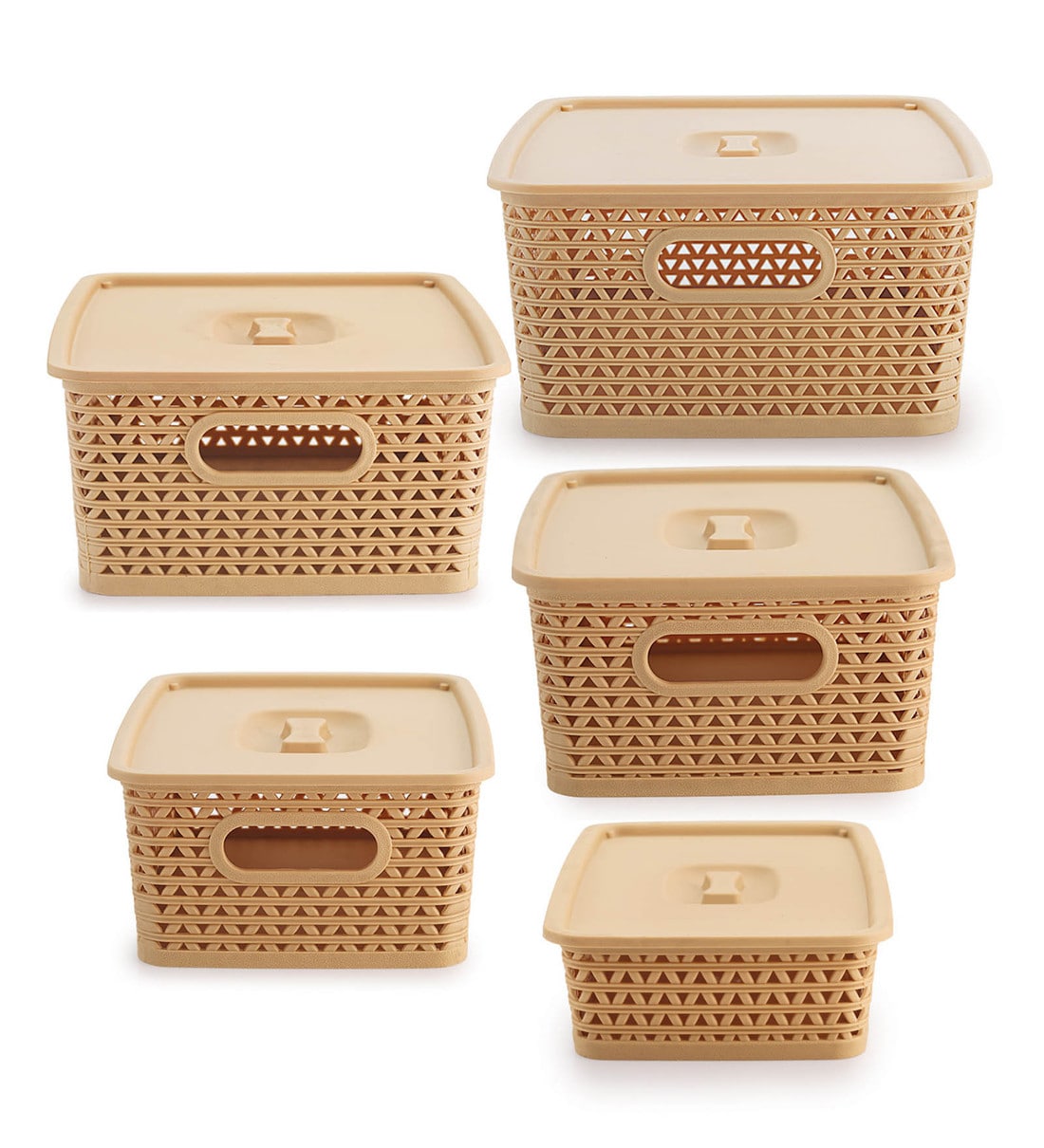 Buy Plastic Kitchen Basket In Beige Set of 5 By Selvel Online Kitchen Baskets Kitchen