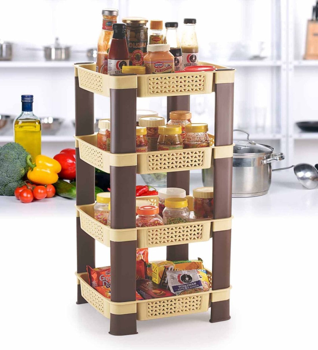 Buy Plastic 4 Tier Kitchen Storage Racks By Selvel Online Kitchen Storage Racks Kitchen