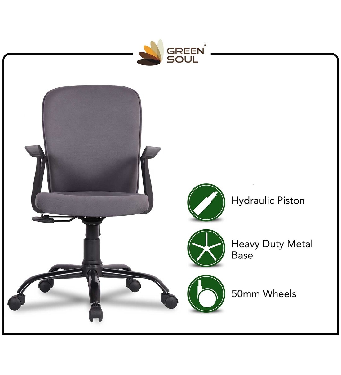 Buy SeoulX Fabric Ergonomic Chair in Bold Grey Colour Online