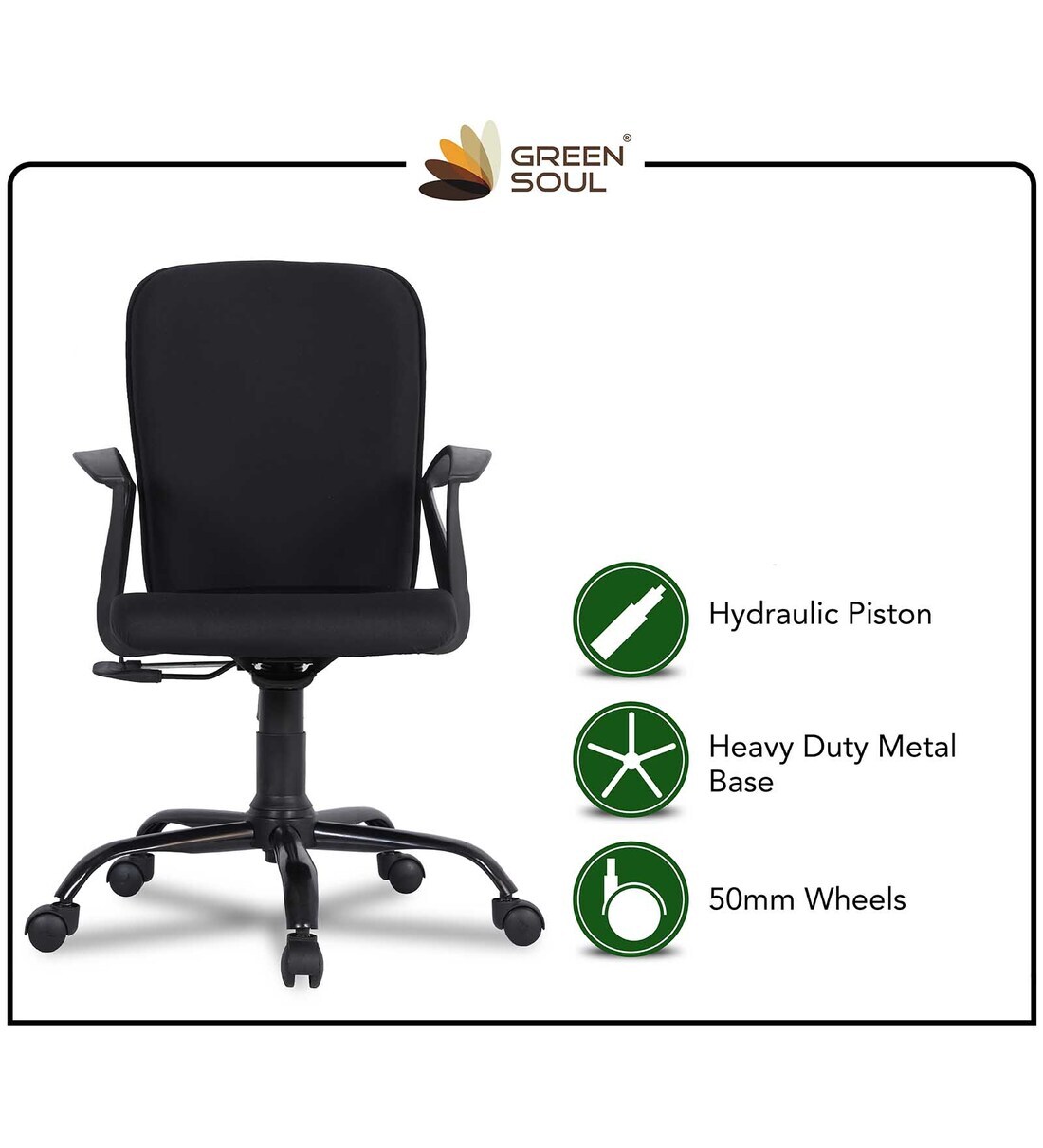 Buy SeoulX Mid Back Ergonomic Chair in Smart Black Colour by Green