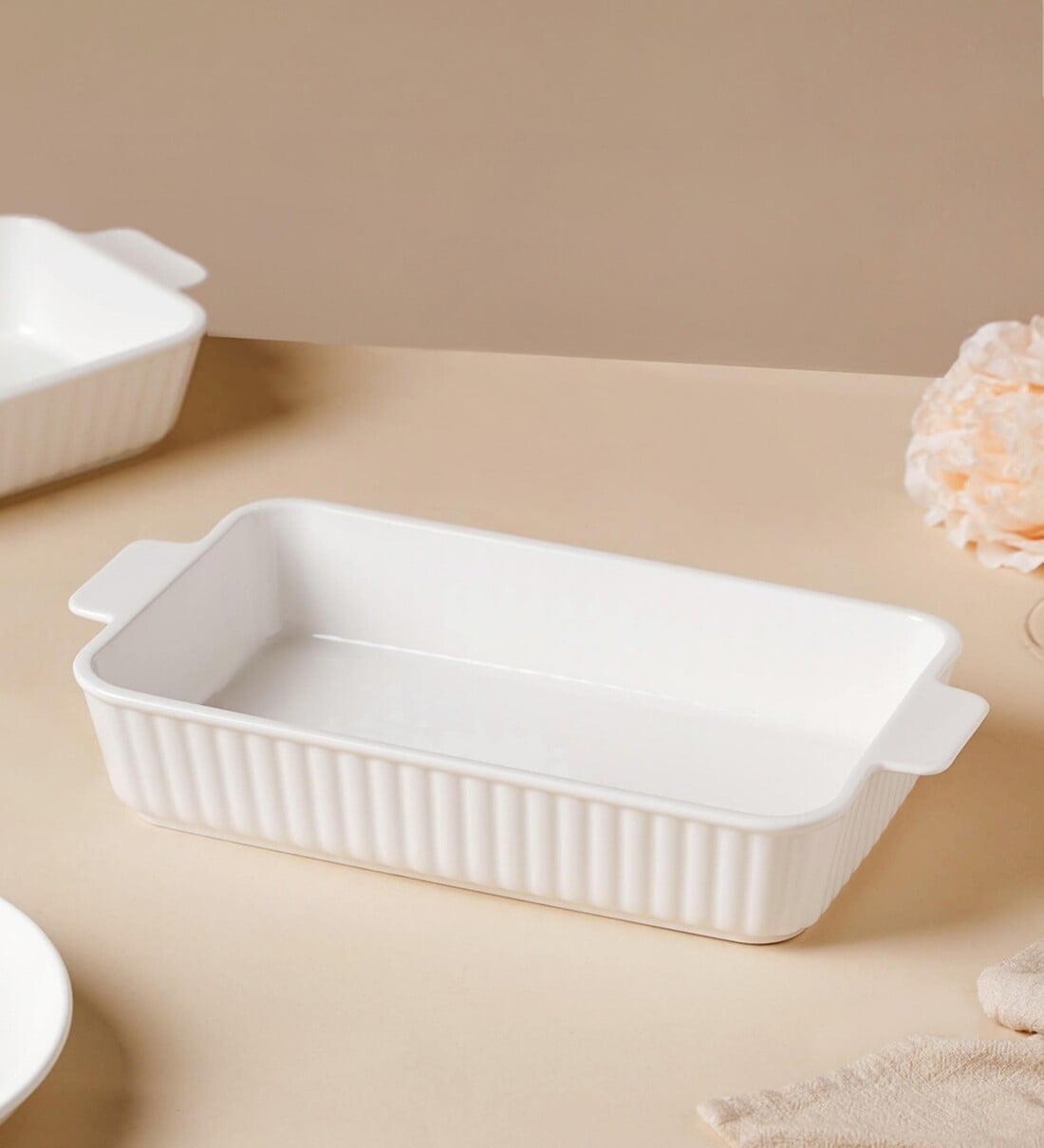 Buy Serena Lily 500ml White Ceramic Bake & Serve Plate with Handle at ...