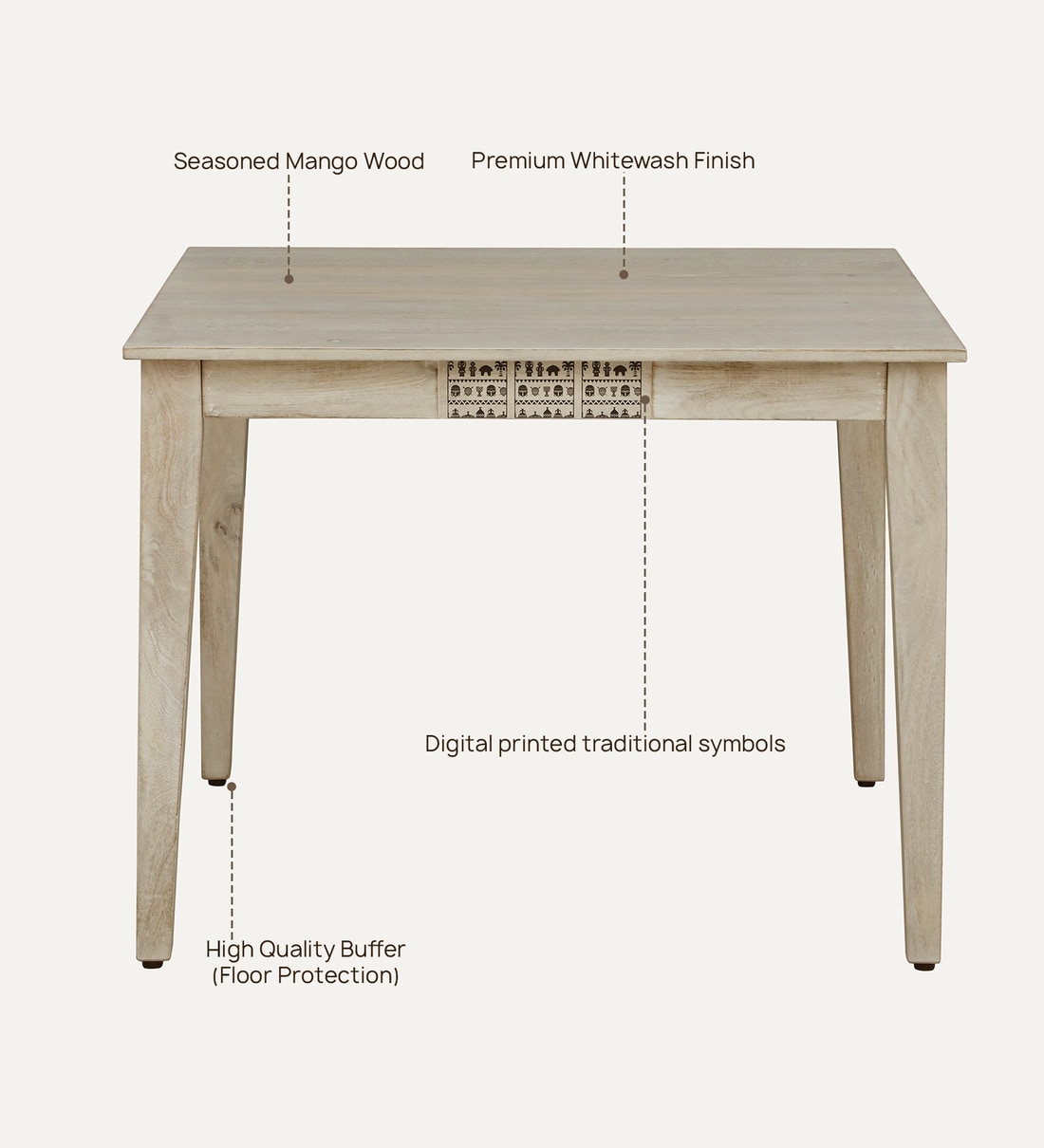 Buy Serengeti Solid Wood Seater Dining Set In Whitewash Finish