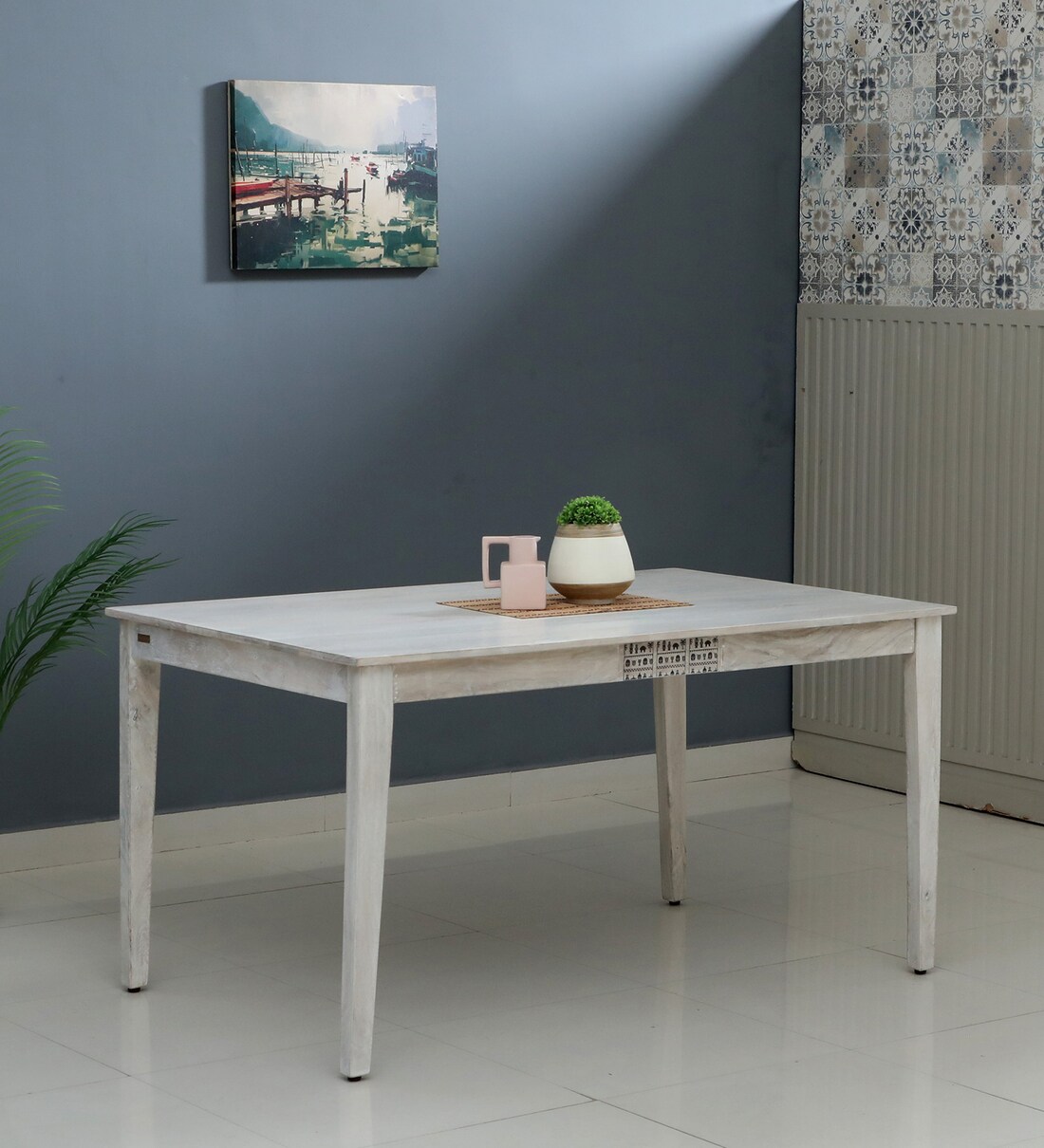 Buy Serengeti Solid Wood 6 Seater Dining Table In Whitewash Finish at 6 ...
