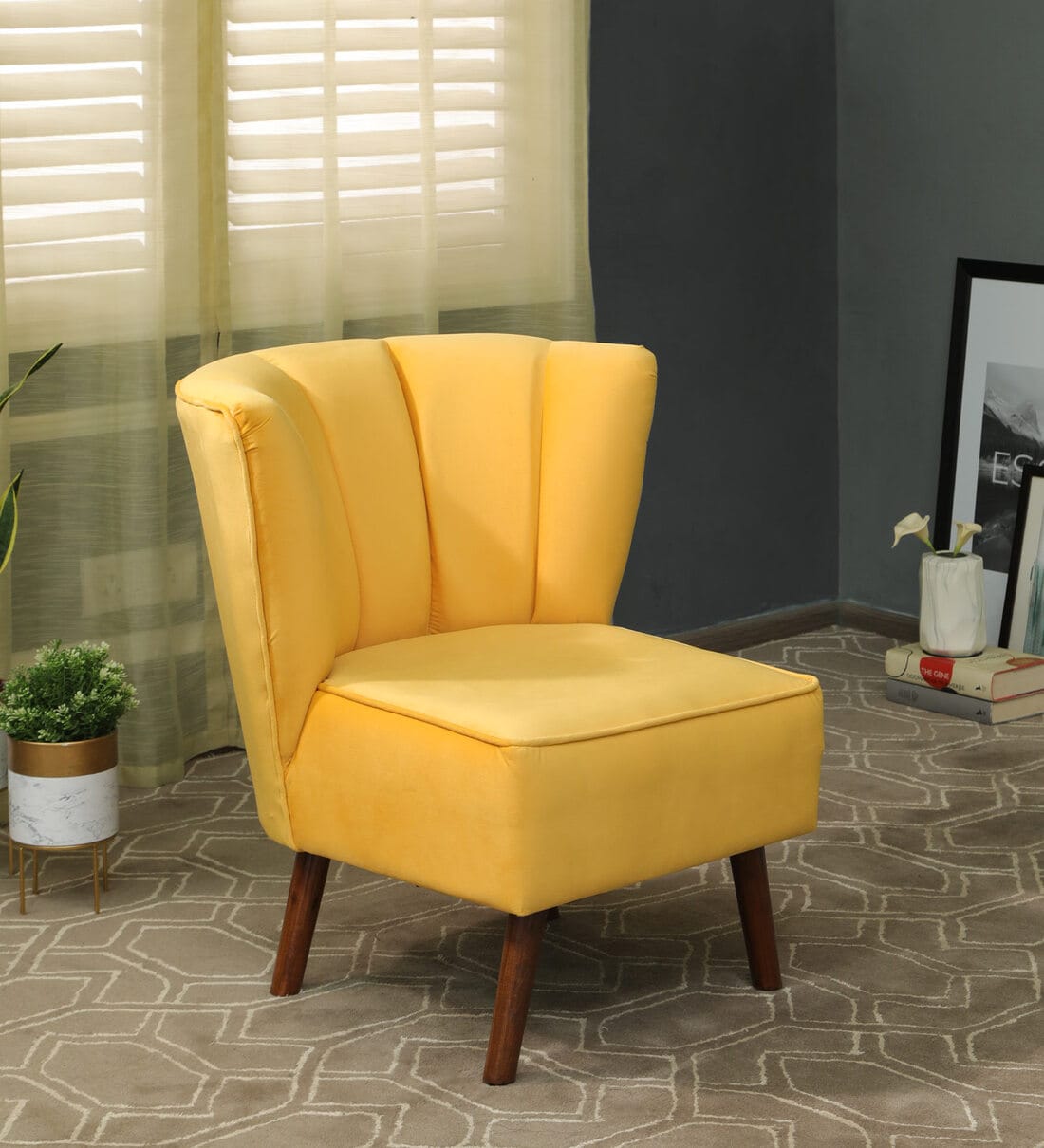 Yellow best sale slipper chair