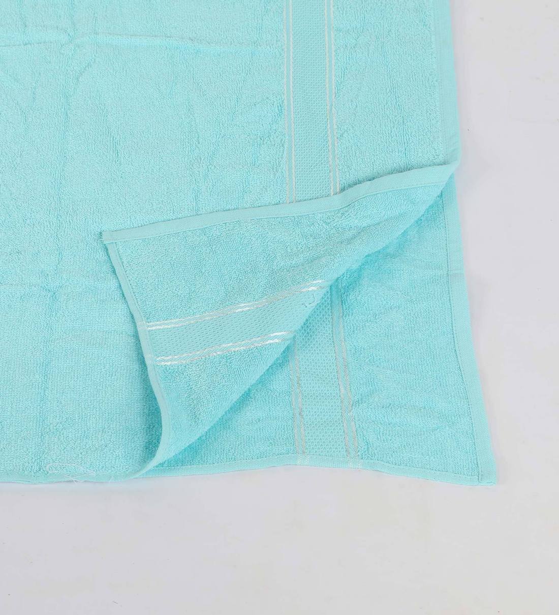 Buy Set of 2 Aqua & Navy Blue Cotton 360 GSM Bath Towels by Eurospa