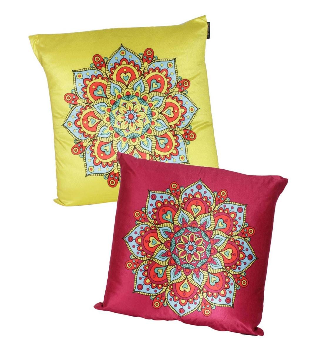 Buy Floral Velvet Pink 24x24 Inch Cushion Covers (Set Of 2) By Romee